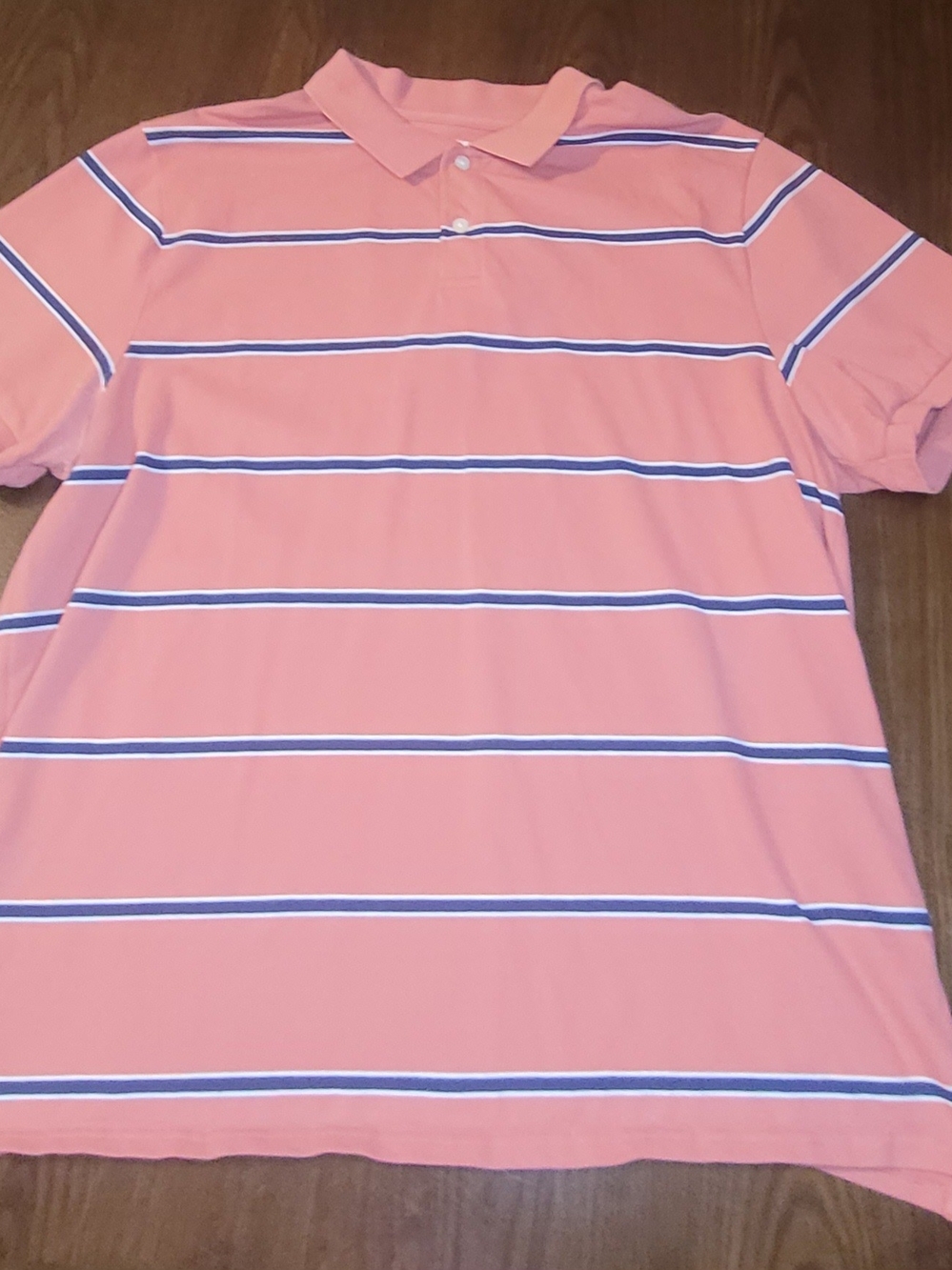 Old Navy Pink Polo with Navy and White Stripes
